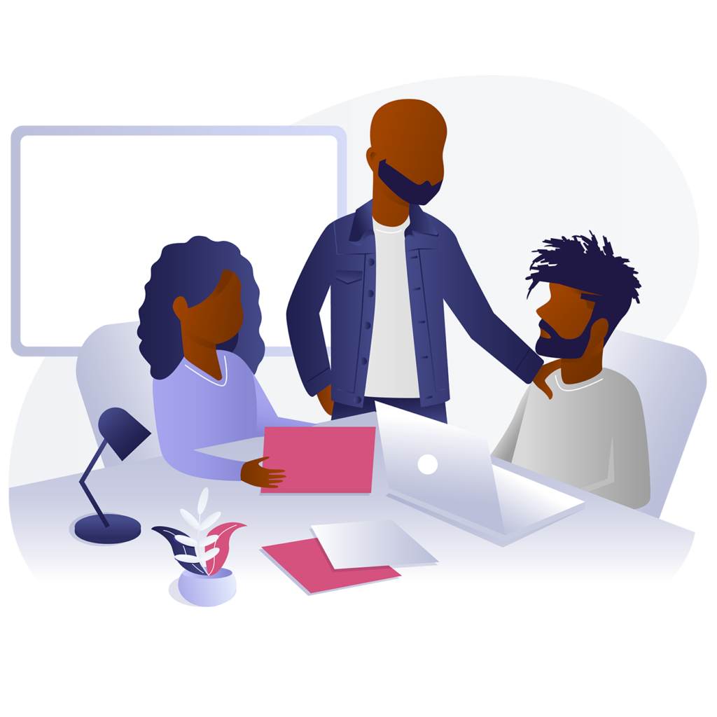 Group of Black Men and Women in Office Setting