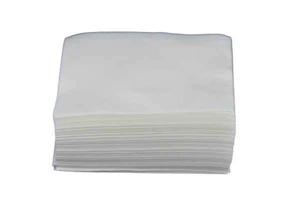 Stack of white disposable wash cloths with transparent background